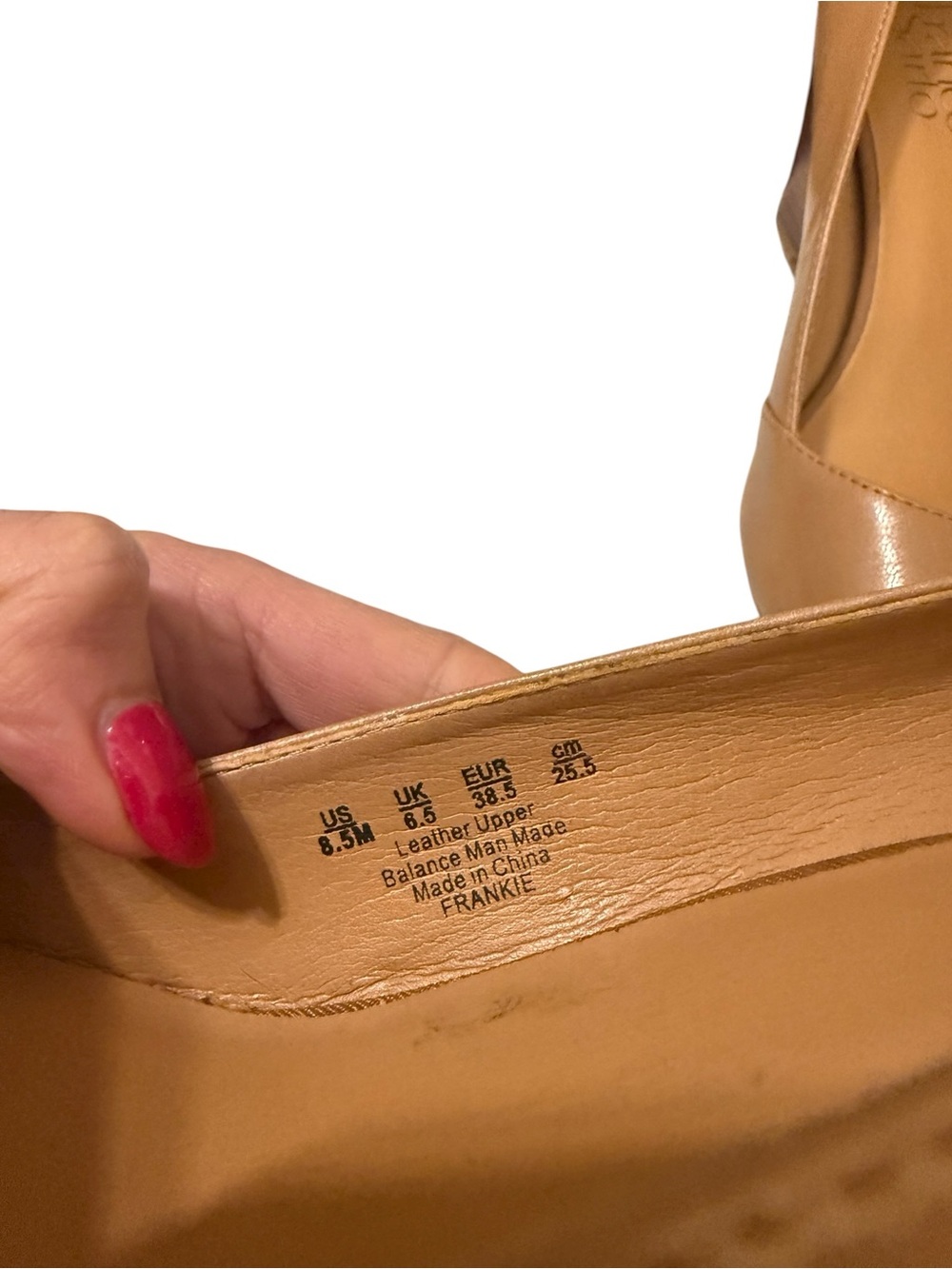 Franco Sarto Wedge Pump - Tan Leather Women's Heels - Picture 6 of 8